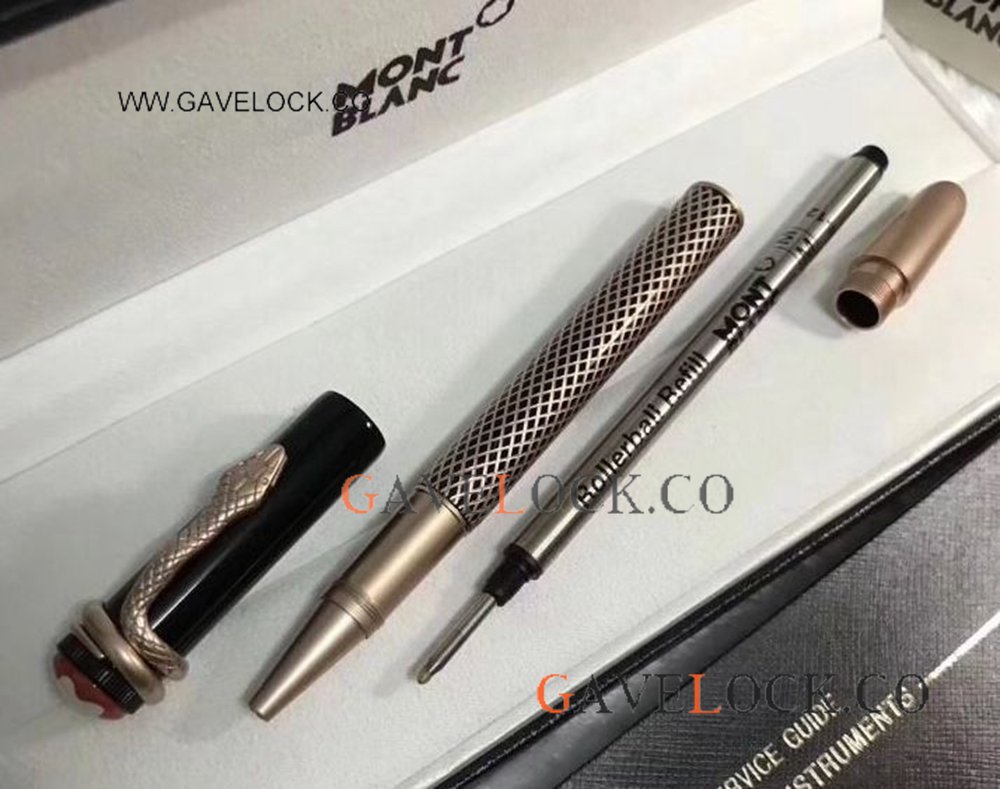 Mont Blanc Heritage Collection Rouge Et Noir Rose Gold Snake Clip Rollerball Pen